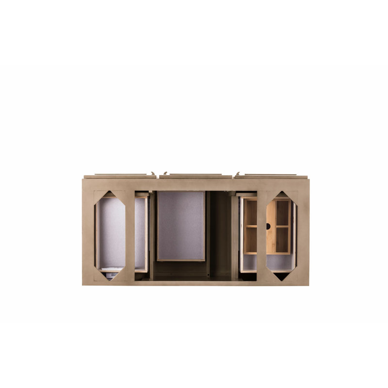 Portland 48'' W Single Vanity, Carrara White, Whitewashed Walnut, Widespread