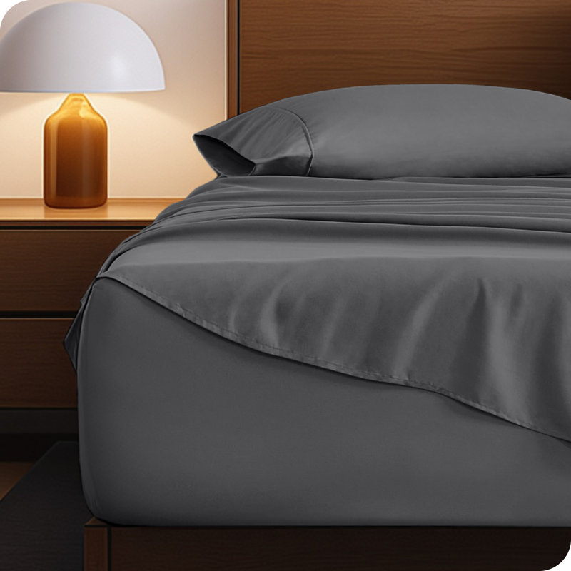 Ensemble de draps en microfibre 22 po, Gris, Ensemble de draps divisés très grand lit avec 2 