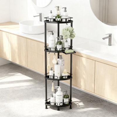 4-Tier Rustproof Stainless Steel Corner Shower Caddy With Hooks And Soap Holder