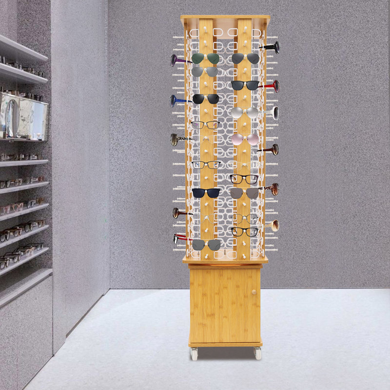 Présentoir à lunettes sur pied à 4 côtés, Naturel