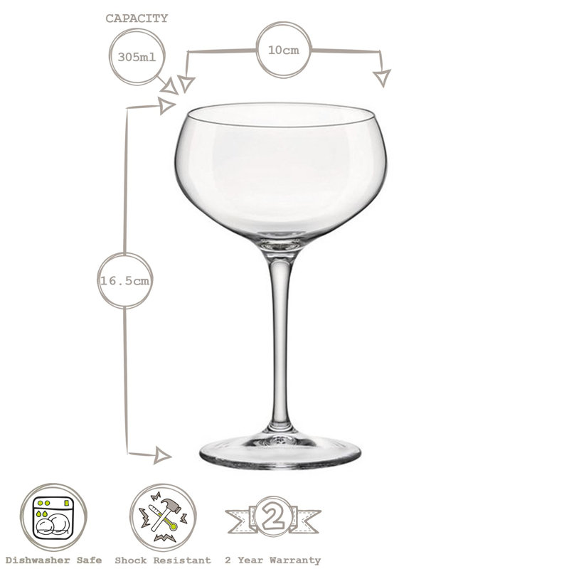 Bartender Glass Champagne Coupe Saucers - 305ml