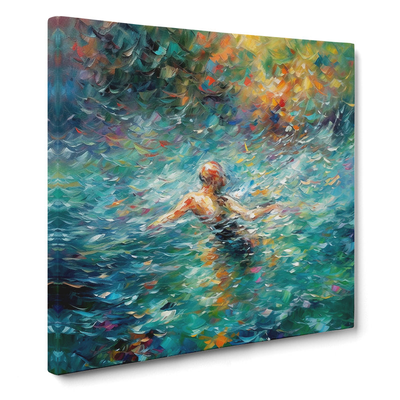 Swimming Impressionism - Wrapped Canvas, 35cm H x 35cm W x 3cm D