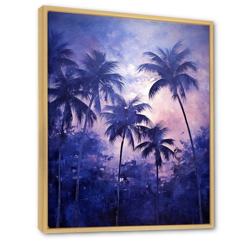«Indigo Mystical Plam Tree Magic Impressions I», reproduction sur toile, Cadre naturel flottant, H 20 po x l 12 po x P 1 po