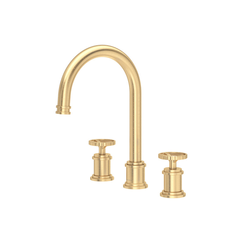 Armstrong Widespread Lavatory Faucet With C-Spout, Satin English Gold