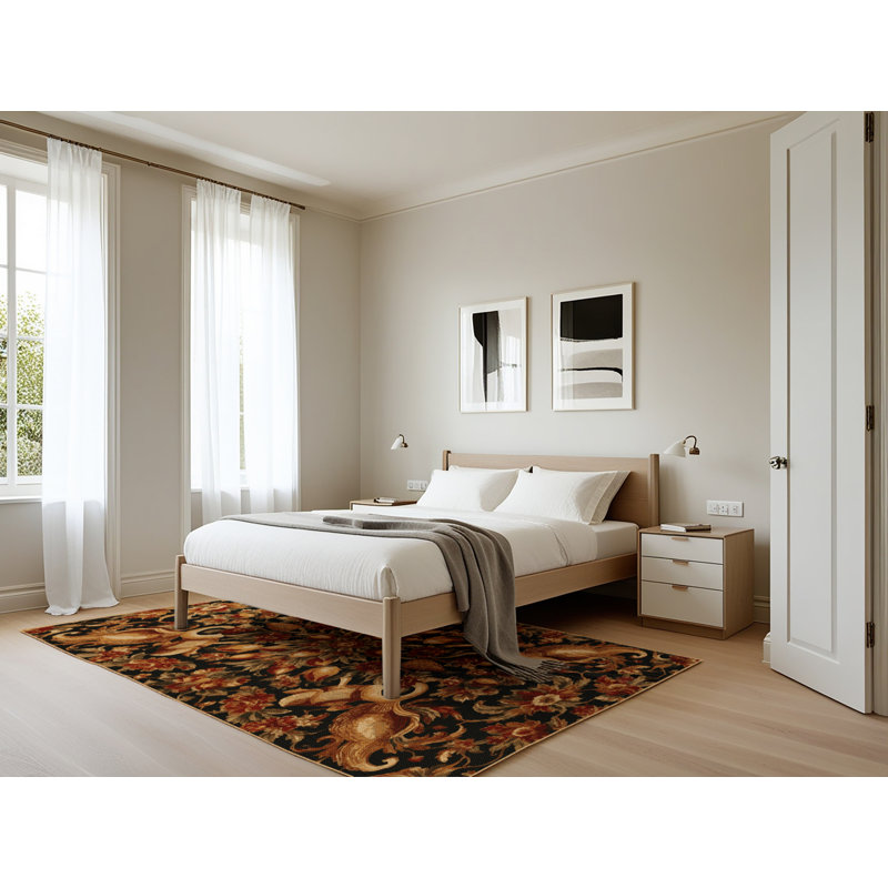 Tapis brun français lavable à la machine, Rectangle 5 pi x 7 pi