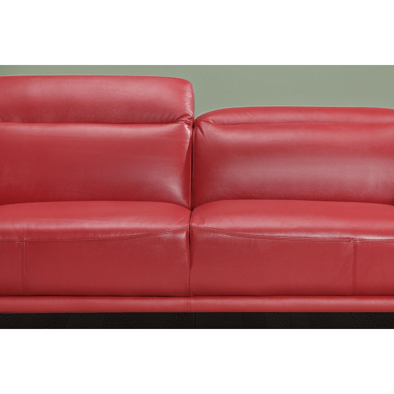 Brijin 86'' Upholstered Red Sofa, NA, Red Genuine Leather
