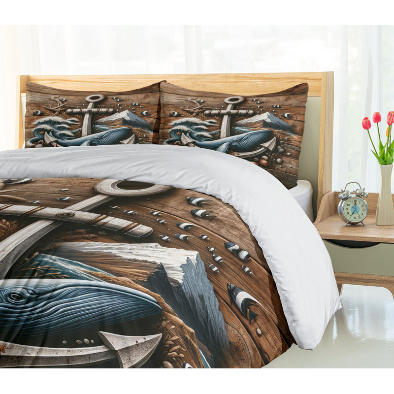 Nautical Duvet Cover, California King Duvet Cover + 2 Standard Shams