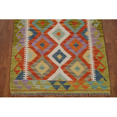 Geometric Wool Kilim Oriental Rug 3x4