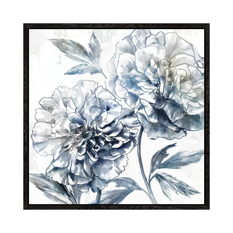 Japanese Peony I by Isabelle Z - Painting on Canvas, 93.98 cm H x 93.98 cm W, Black Framed