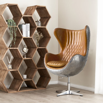  Modern Upholstered Swivel Accent Chair with Reclining Feature – Leather-Look Office or Living Room Chair