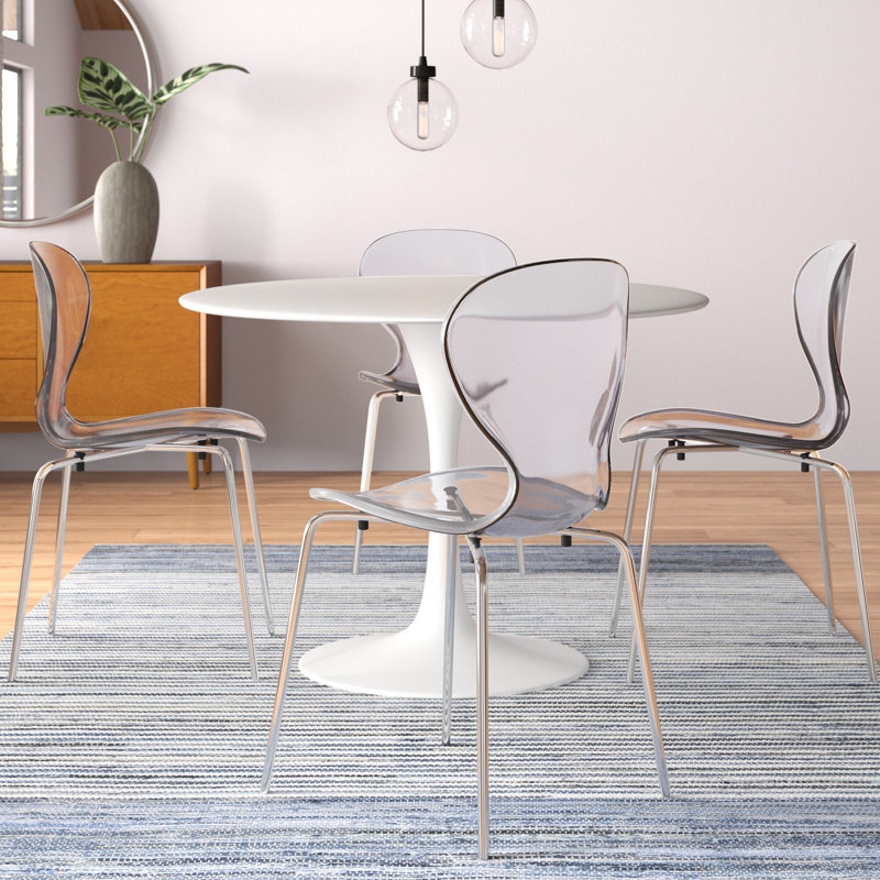 Chaise d'appoint de salle à manger empilable Edenfield, Transparent clair, 2, Argent argent