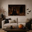 Femme fantastique sombre tenant une lanterne à la lueur des bougies, art mural sur toile pour l'Halloween-1217051837