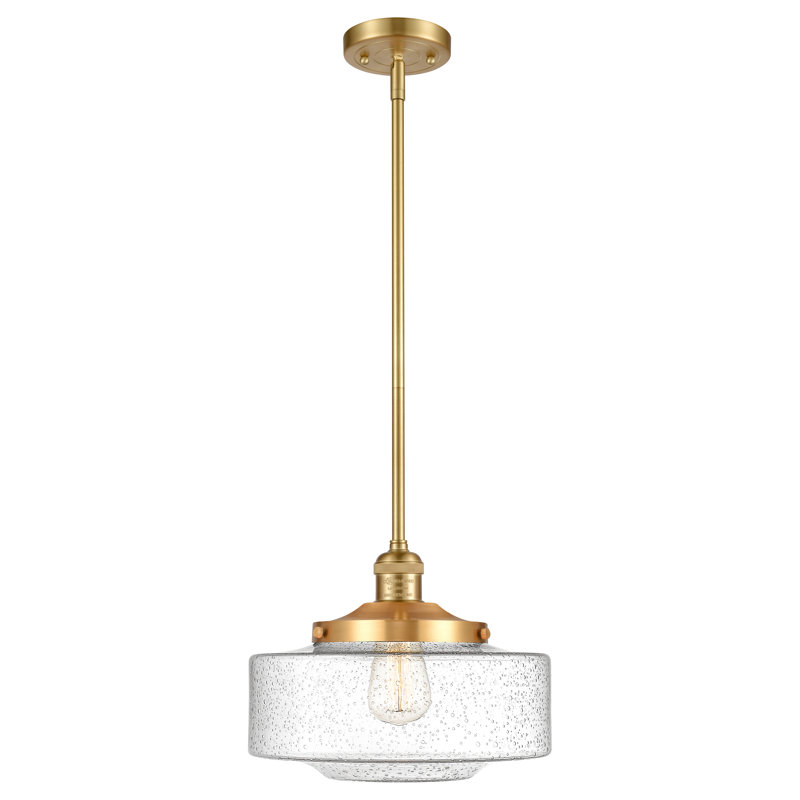 Mini-luminaire suspendu à tige lumineuse 12 po Franklin Restoration - Lainee - ampoule non incluse - finition bronze frotté