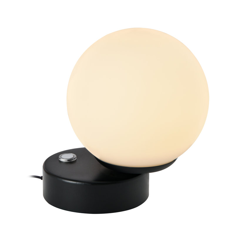 Capri 6-in Integrated LED ETL Certified Black Table Lamp with Glass Shade and Touch Sensor Dimming