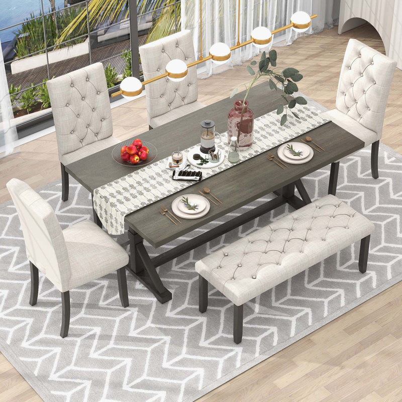 Aaronjit Trestle Dining Set, Gray