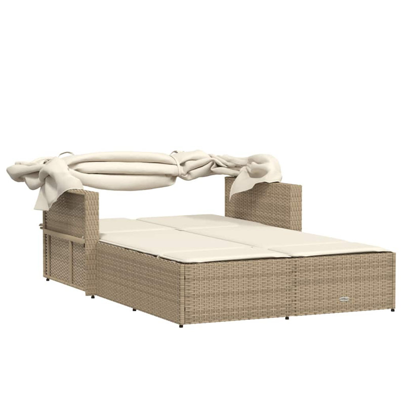 180 cm Long Double Chaise with Cushions, Cream White, Beige