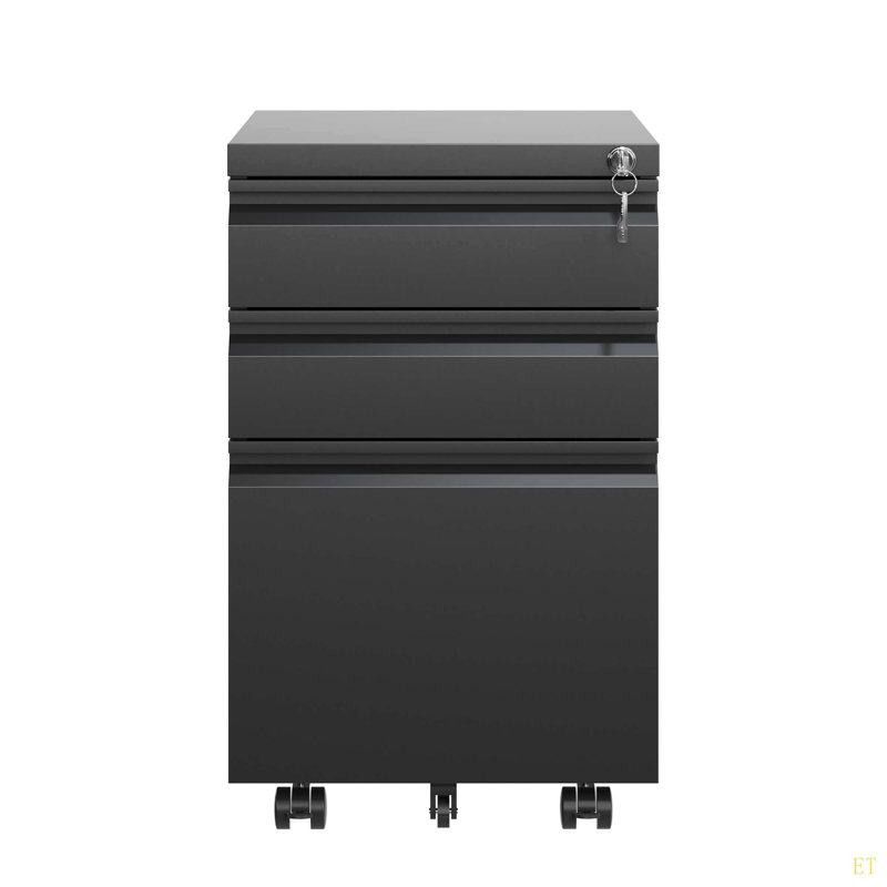 3 Drawer Mobile File Cabinet With Lock,Metal Filing Cabinets For Home Office Organizer Letters/Legal/A4,Fully Assembled