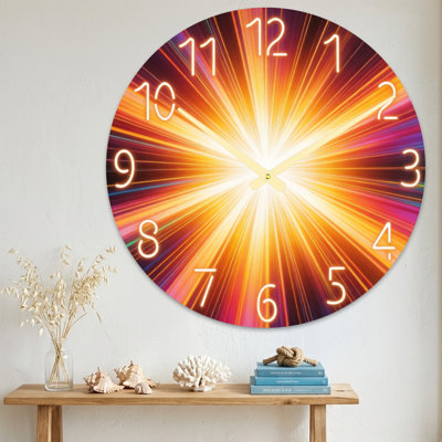 Abstract Radiant Sunburst Colorful Light Explosion Pattern Ultra Clear Glass Wall Clock