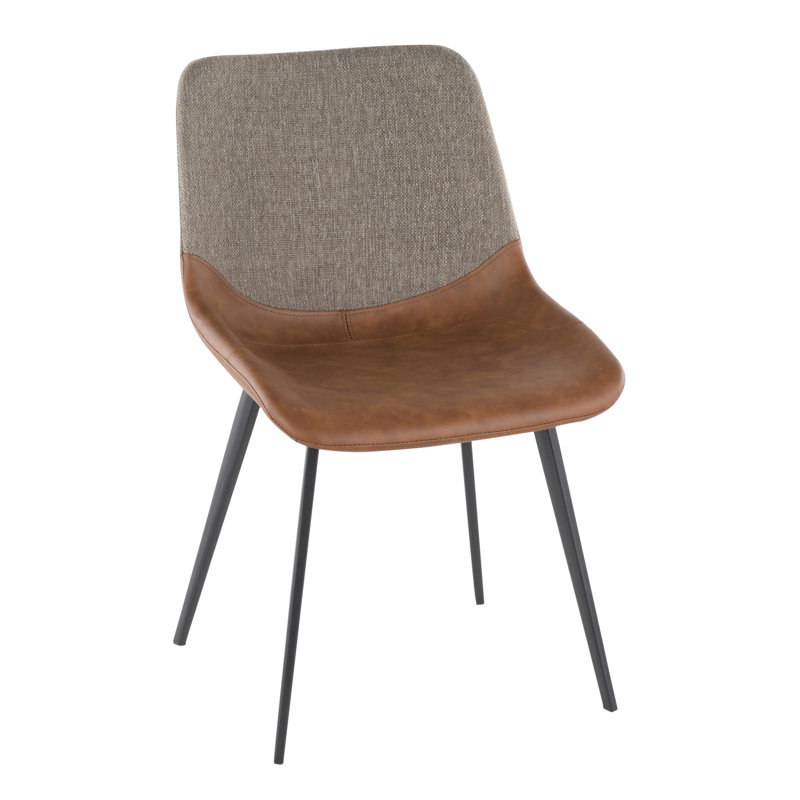 Chaise industrielle en métal noir avec similicuir espresso et tissu brun par - ensemble de 2