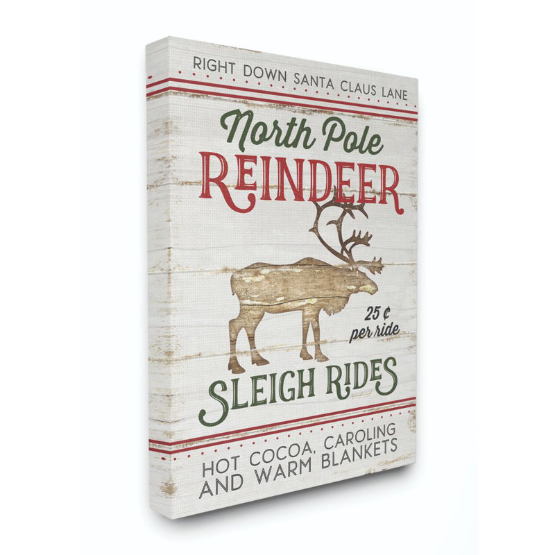 North Pole Reindeer - reproduction d'art textuel, Toile tendue, H 20 po x l 16 po