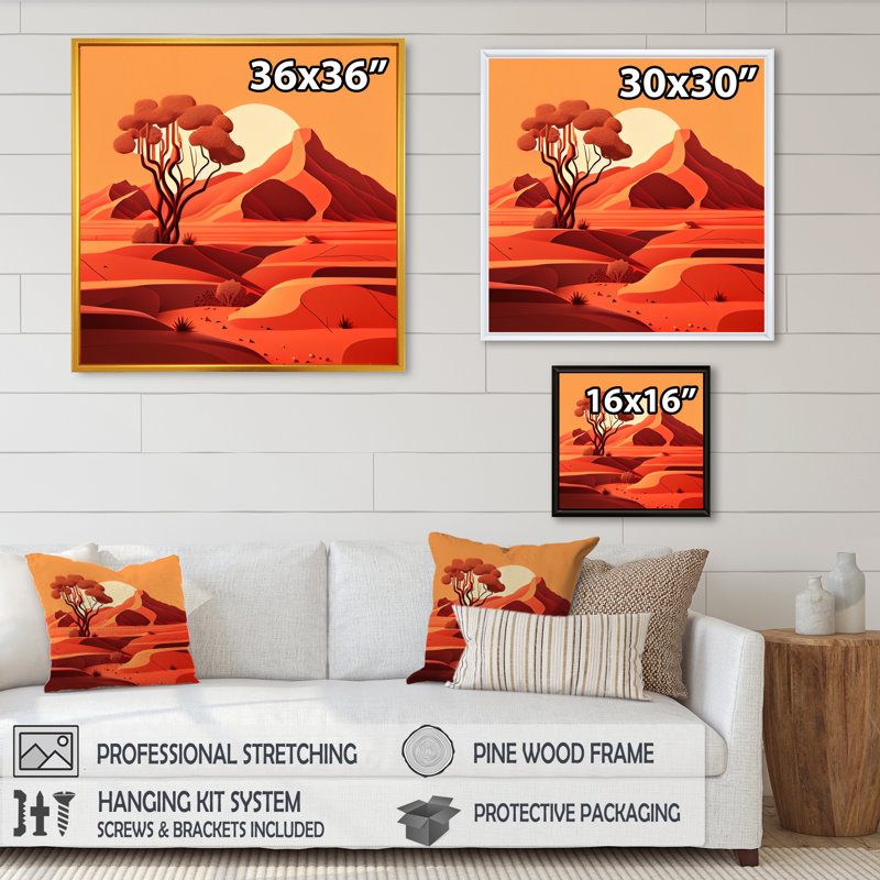 Deux arbres dans les montagnes de terre cuite II - reproduction sur toile, H 24 po x l 24 po x P 1 po