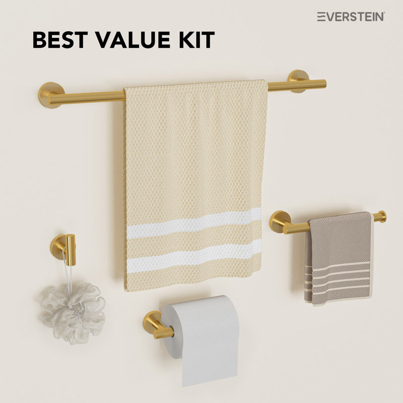 4 - Piece Bathroom Hardware Set, Brushed Gold