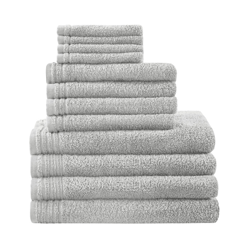 Big Bundle Big Bundle 100% Cotton Quick Dry 12 Piece Bath Towel Set, Silver