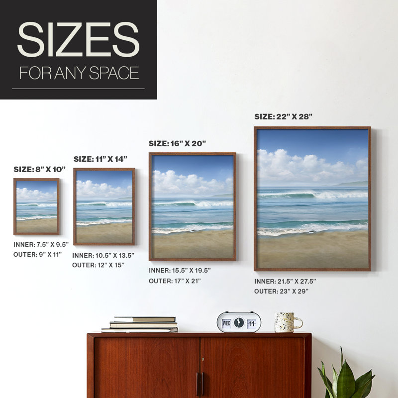Timeless Waves, reproduction encadrée - bois massif, H 10 po x l 8 po, Encadrement brun