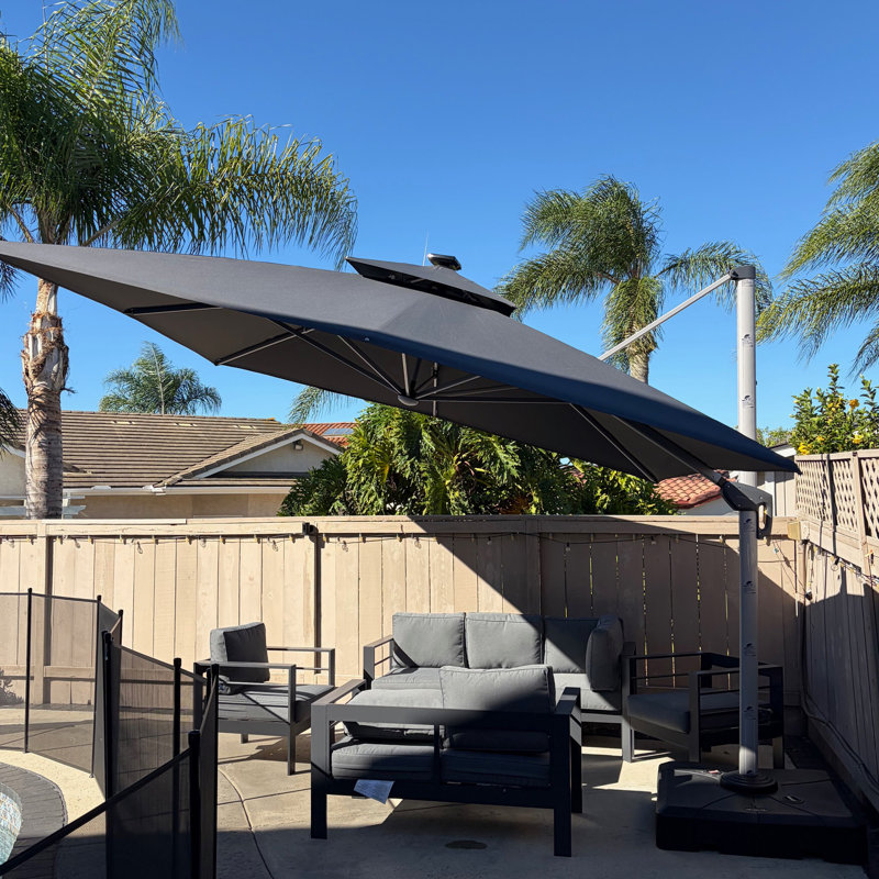 Parasol en porte-à-faux carré gris clair 11 pi x 11 pi Tersk, Gris