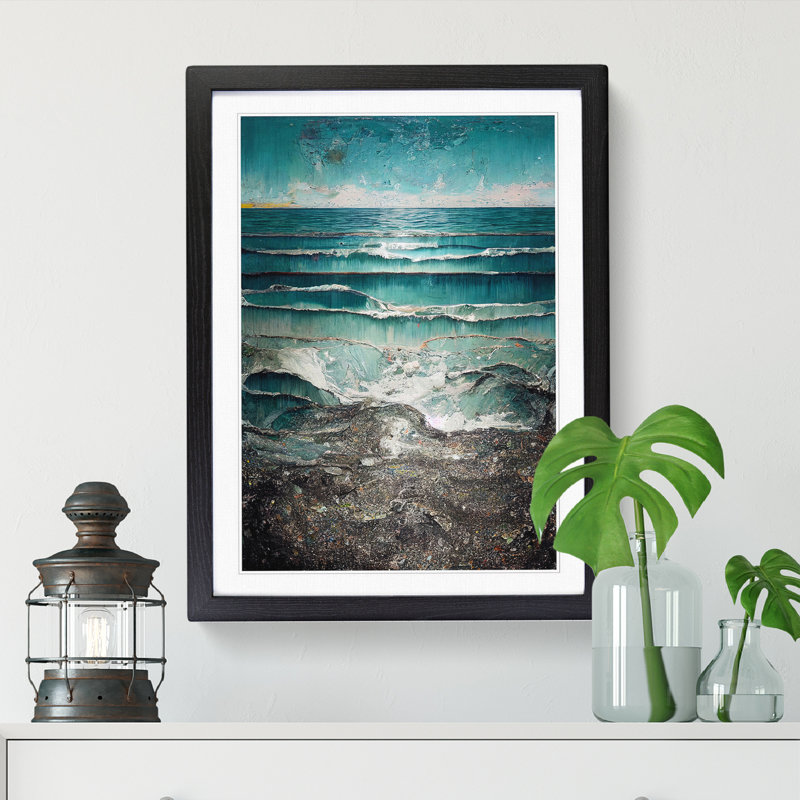 FRM-V0523-304X Broken Ocean - Picture Frame Print, Black Framed, 64cm H x 46cm W
