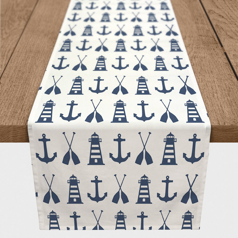 Chemin de table Nautical, 90 po x 16 po, Bleu marine, 24