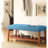 Blue Fabric & Oak Finish Storage Bench - 7" Package Width, 18" Seat Height Practical For Home Rectangular With 40" X 16" And Patio-1345466305