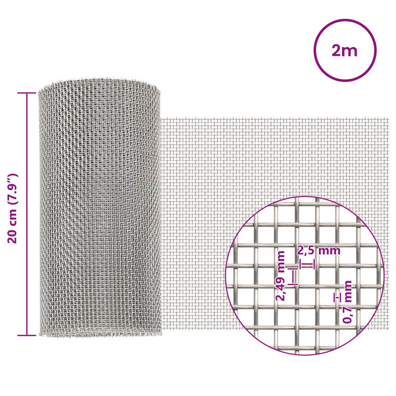 Stainless Steel Fence Panels Fencing, 200cm H x 20cm W