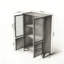Armoire de rangement noire et naturelle avec 4 portes en filet de fer, des tablettes réglables et une structure en métal robuste, buffet autoportant pour le salon, la cuisine-1466163732