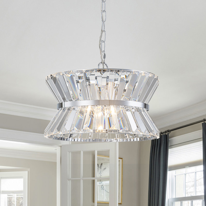 3-Light Drum Crystal Chandelier