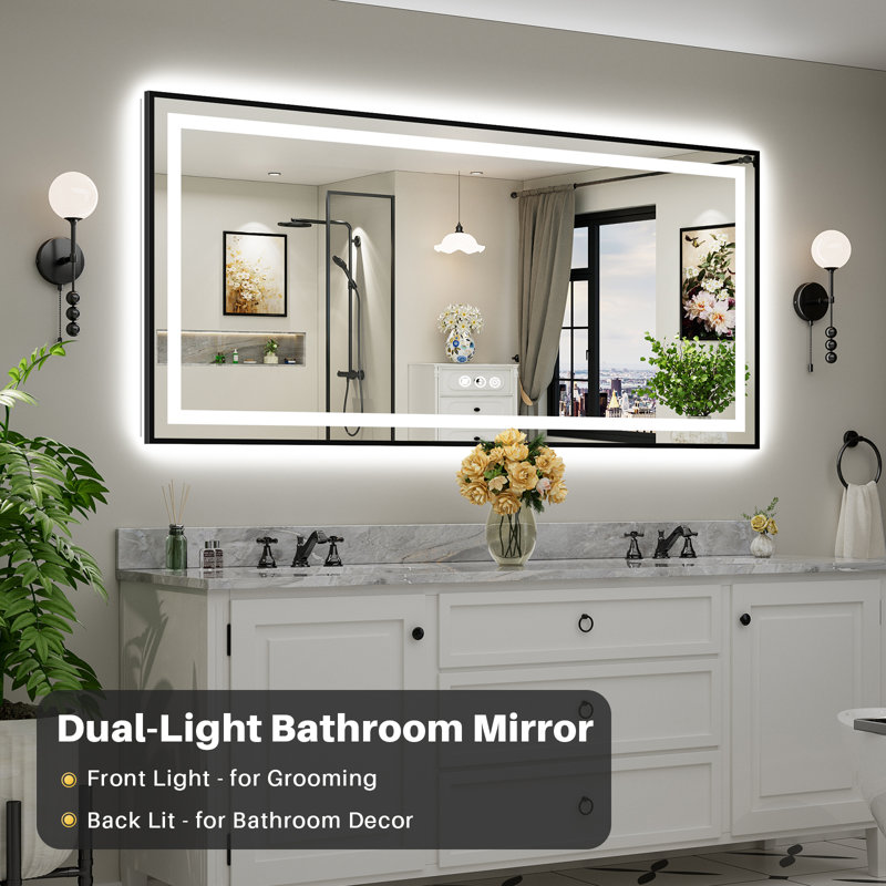 Miroir de salle de bain Matte, 77 po x 36 po, Rectangulaire