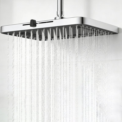 13'' High Pressure Rain Shower Head, 5 Spray Modes Shower Head With Adjustable Swivel Ball Joint
