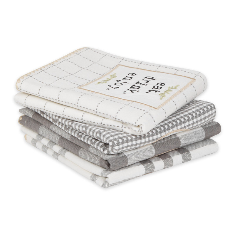 Plaid Waffle Dish Cloth Kitchen Towel, Gray
