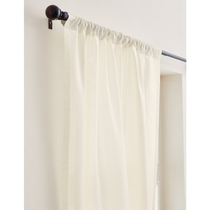Cotton Linen Curtain with Rod Pocket, Ivory, 52" W x 84" L