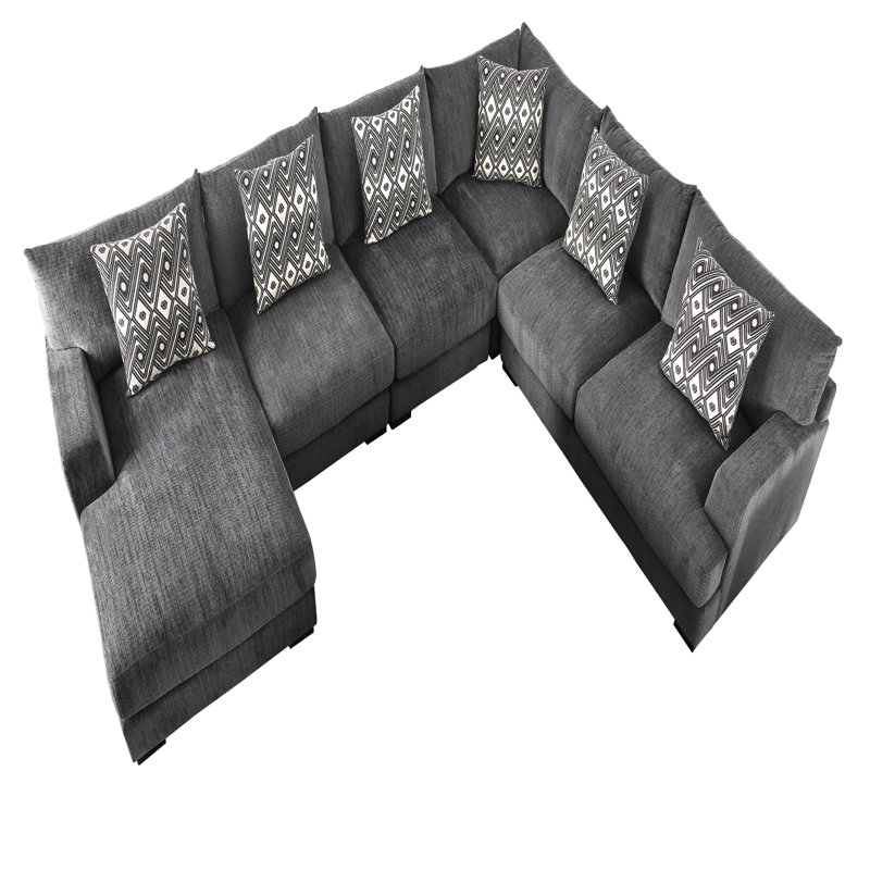 Canapé modulaire en chenille gauche faisant face à la main