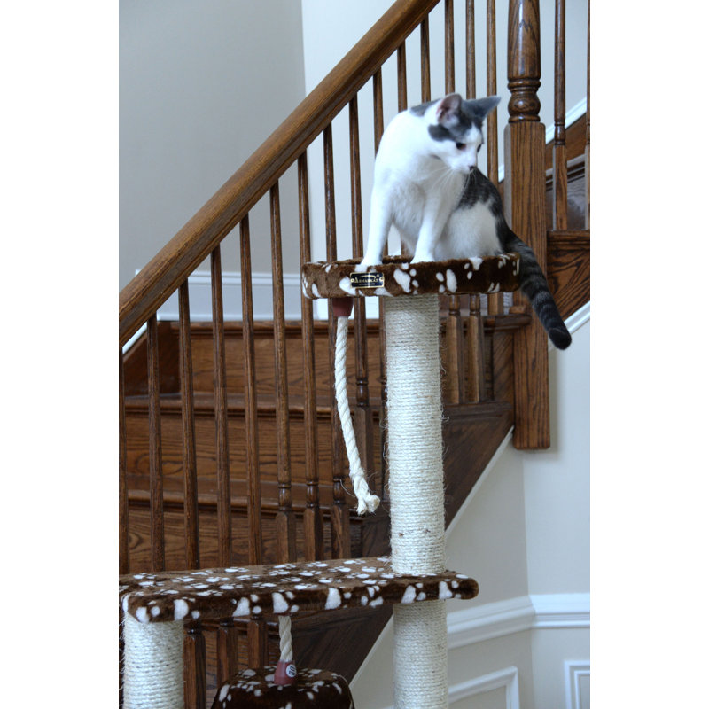 66'' Saddle Brown Faux Fur Cat Tree with Sisal Posts