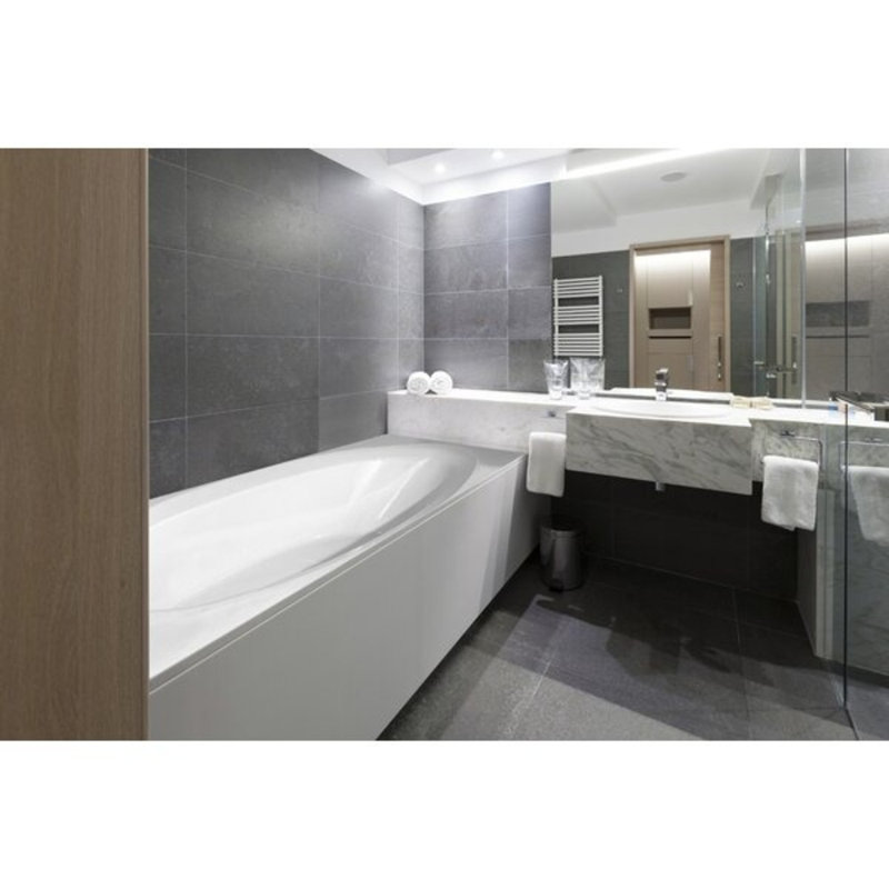 Ovation 72'' x 42'' Soaking Acrylic Bathtub, Bone, Satin Nickel