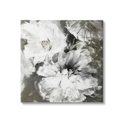 Art mural sur toile Stupell Industries avec fleurs abstraites blanches et grises de Design Fabrikken