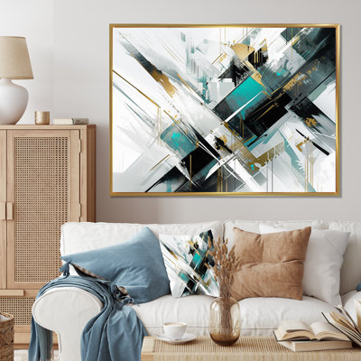Teal Black Cubist Kaleidoscope - Cubism Canvas Art
