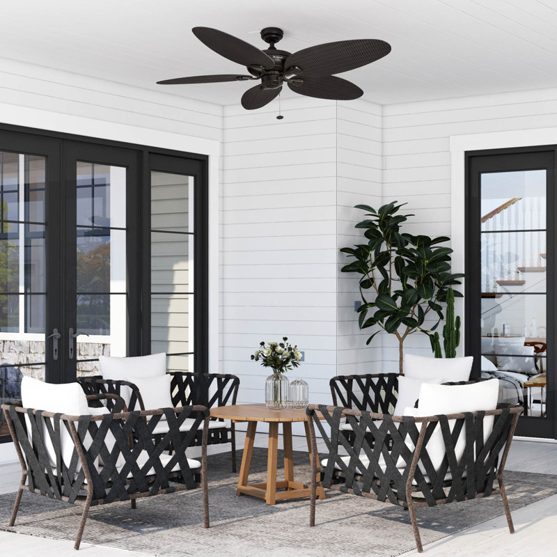 Bronze 52" Tropical Low Profile Ceiling Fan with Remote