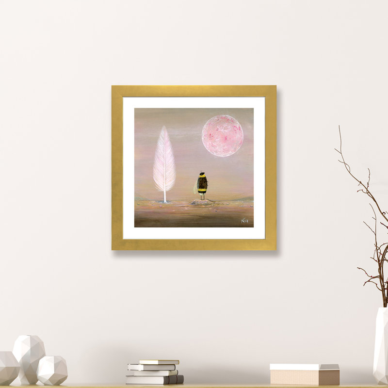 «The Watcher» par Neil Thompson - reproduction d'art, H 16 po x l 16 po x p 1 po, Papier doré, Blanc