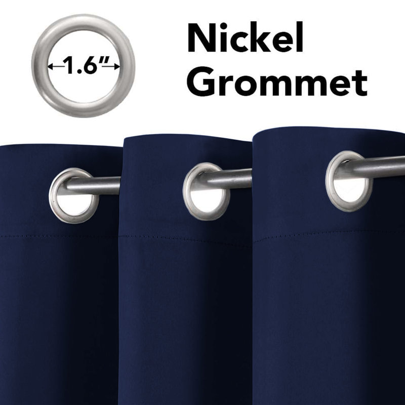 100 % Polyester Blackout Eyelet Room Darkening  Thermal Curtain (Set of 2), 228 cm Width x 228 cm Drop, Navy