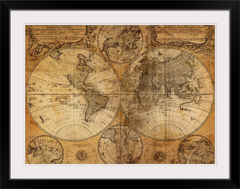 « rétro map », impression GraphInc Studio, Cadre noir, H 26 po x l 32 po x P 1 po