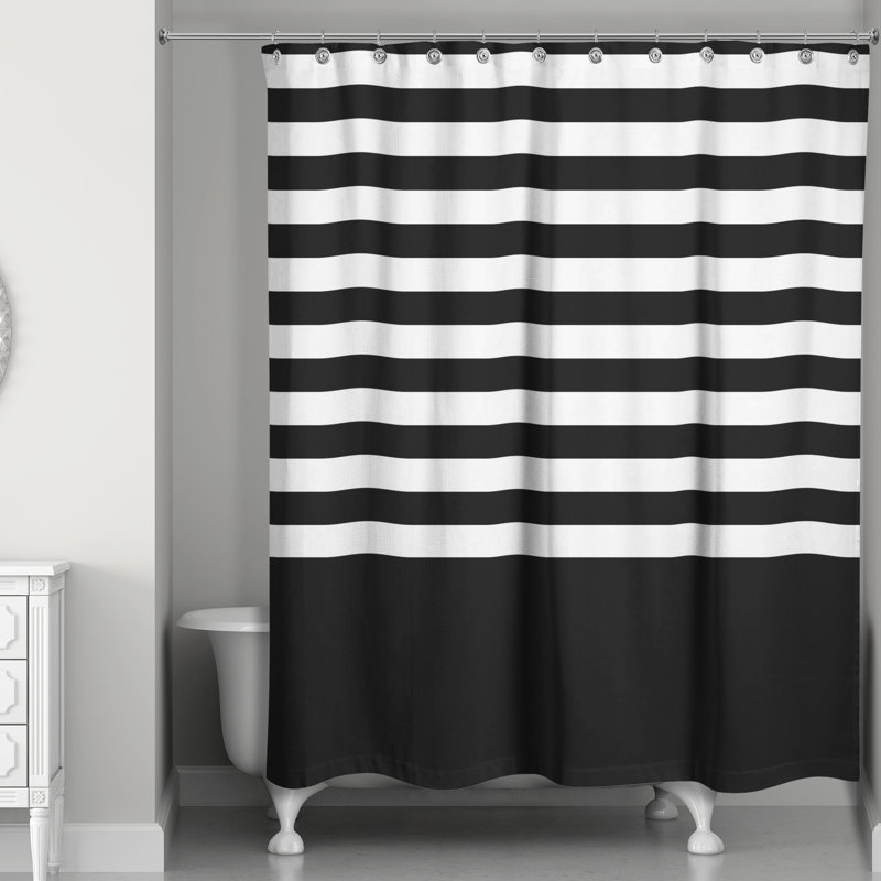 Rideau de douche simple à rayures Cardinale, Noir