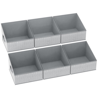 Fabric Closet Storage Bins 6 Pack - Foldable Trapezoid Organizer Baskets For Shelves, Clothing, Toys, Books, Towels And Home Organization